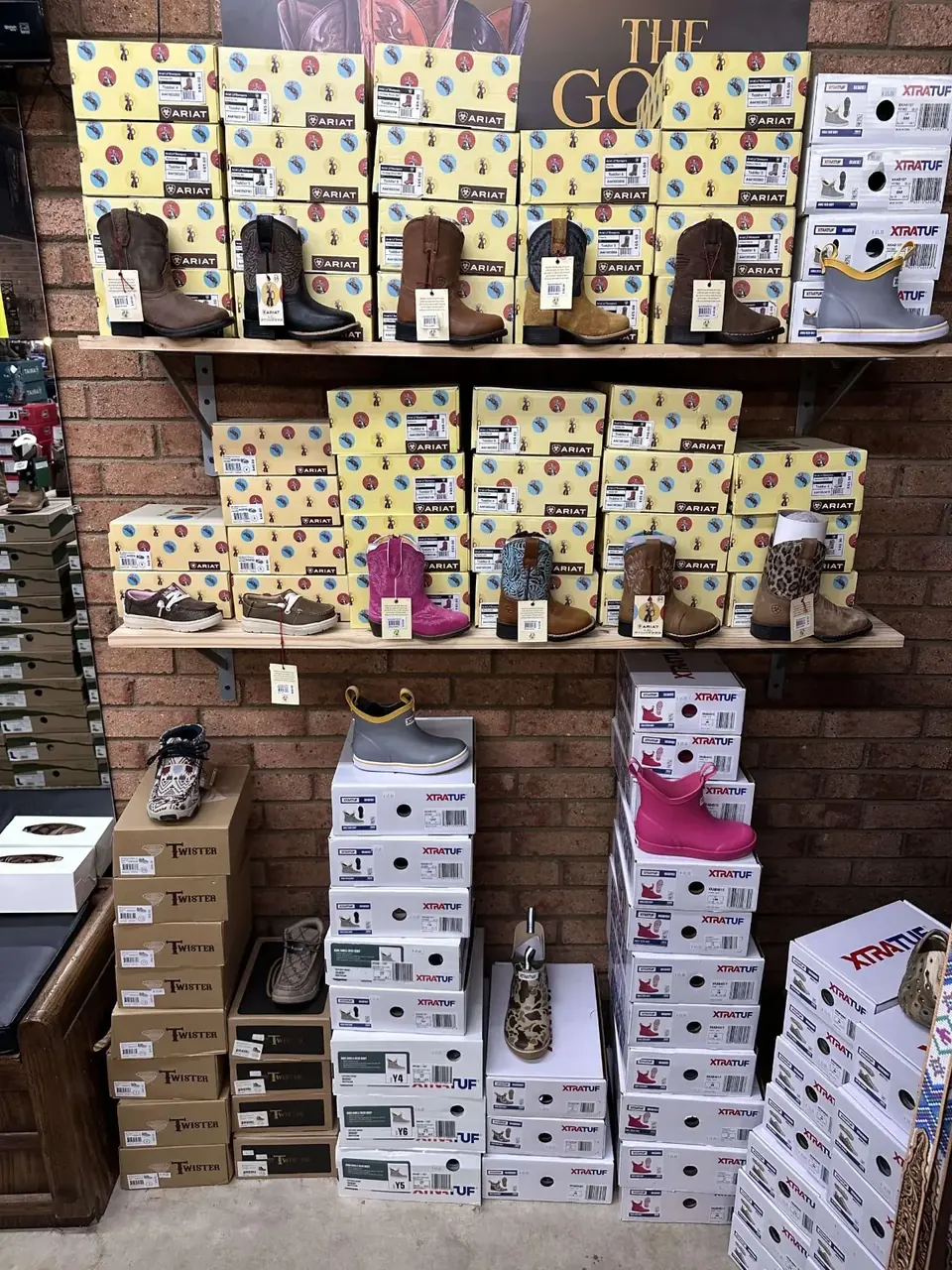 Children's cowboy boots display